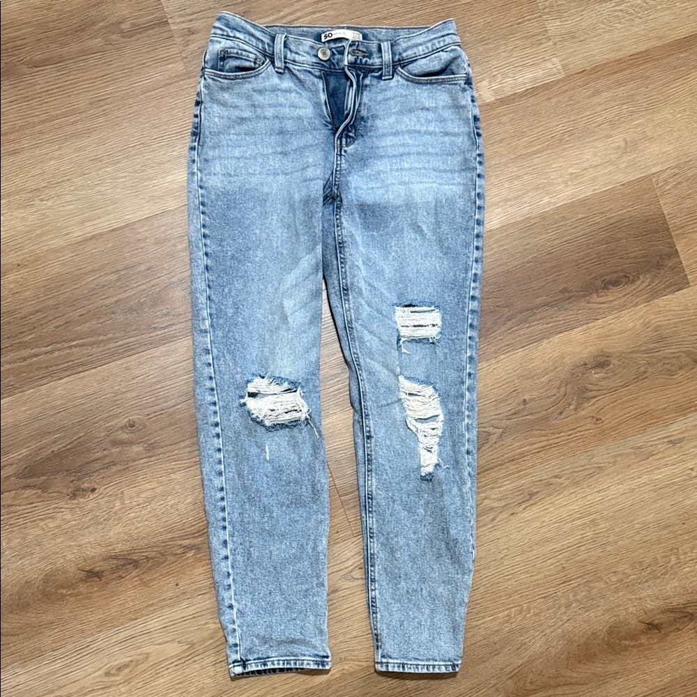SO Light Blue Distressed Boyfriend Jeans